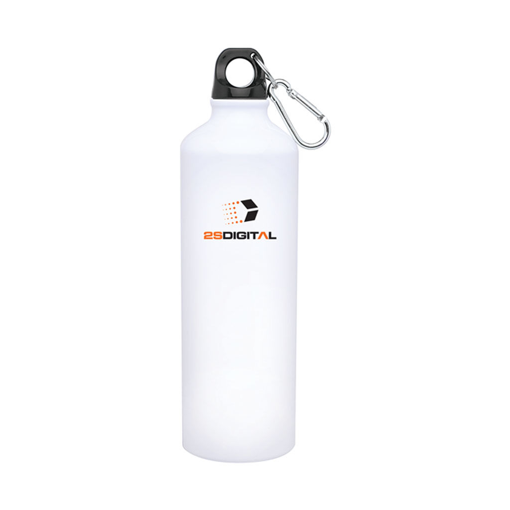 Branded 24 oz h2go Aluminum Classic White