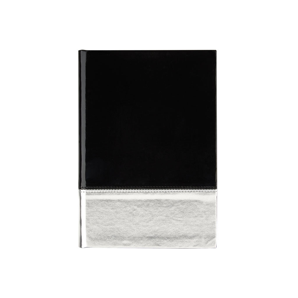 Custom Branded Metallic Two-Tone Journal - BlackSilver