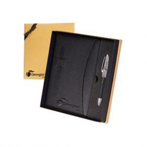 Branded Naples Two-Tone Journal & Pen Gift Set Black