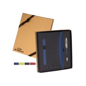 Branded Naples Two-Tone Journal & Pen Gift Set Lime Green