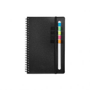 Branded Semester Spiral Notebook with Sticky Flags Black