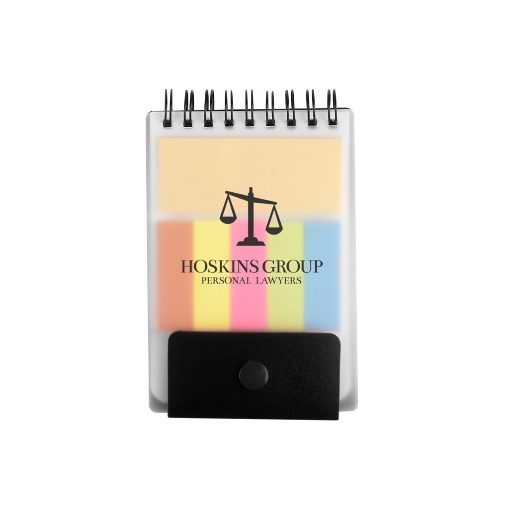 Branded Spiral Jotter with Adhesive Notes and Flags Black