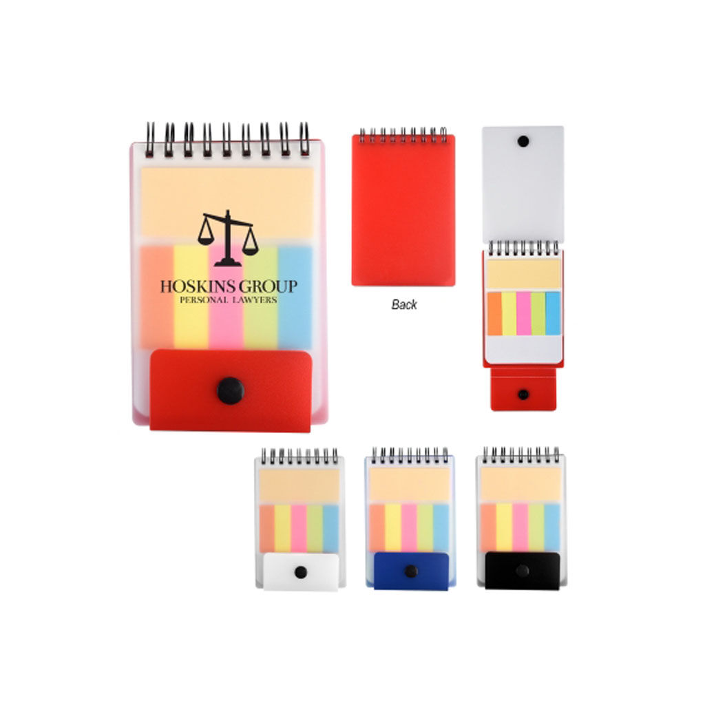 Branded Spiral Jotter with Adhesive Notes and Flags Red