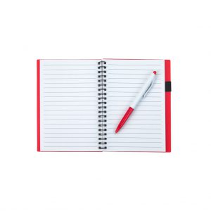 Branded Spiral Notebook with ID Window Red