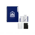 Custom Branded Spiral Notebook with Pen - Navy Blue