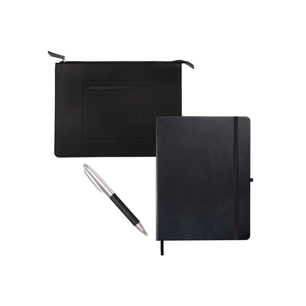 Custom Branded Tuscany Creative Notetaker & Organizer Combo - Black