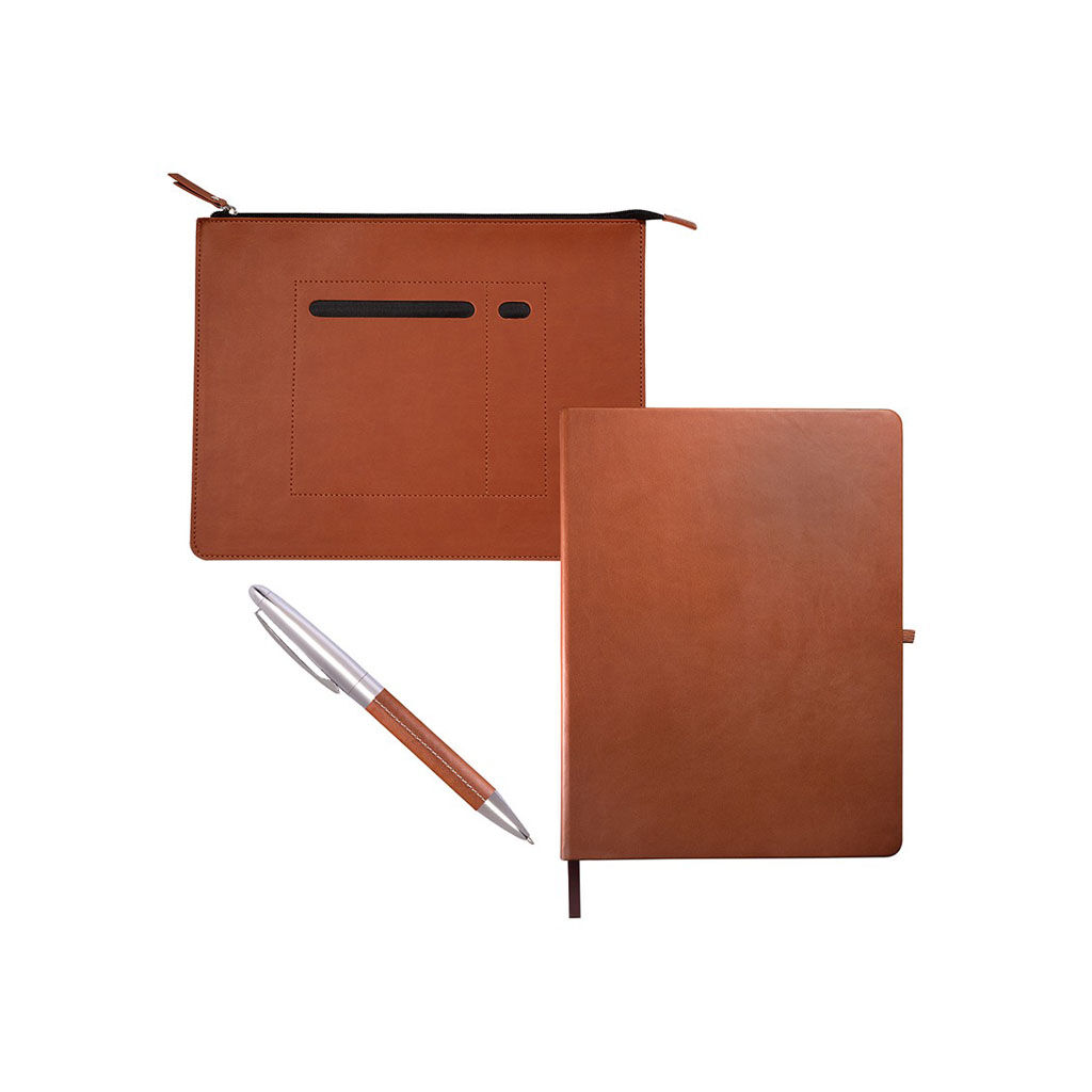 Custom Branded Tuscany Creative Notetaker & Organizer Combo - Brown