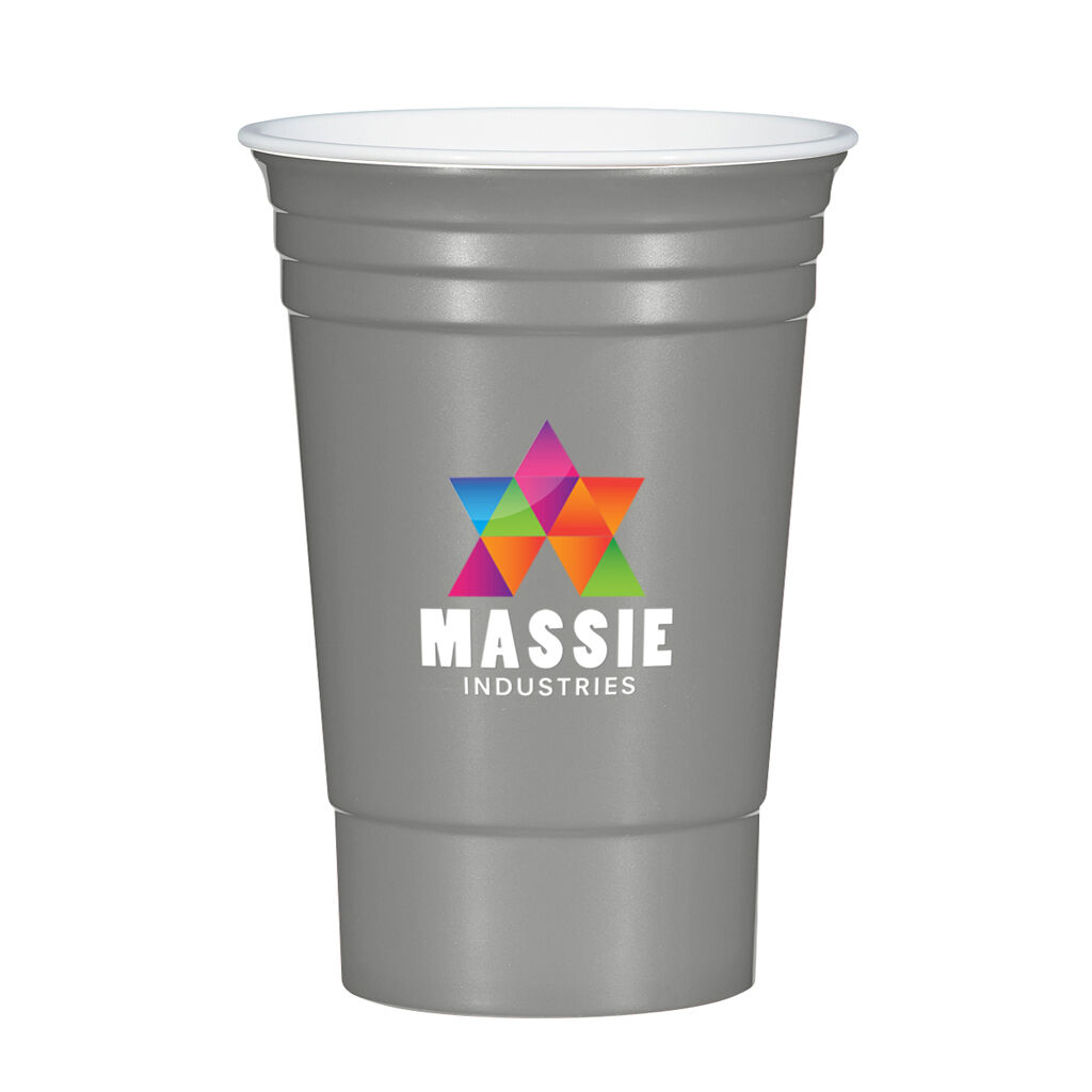 Custom Branded 16 oz Party Cup - Metallic Gray