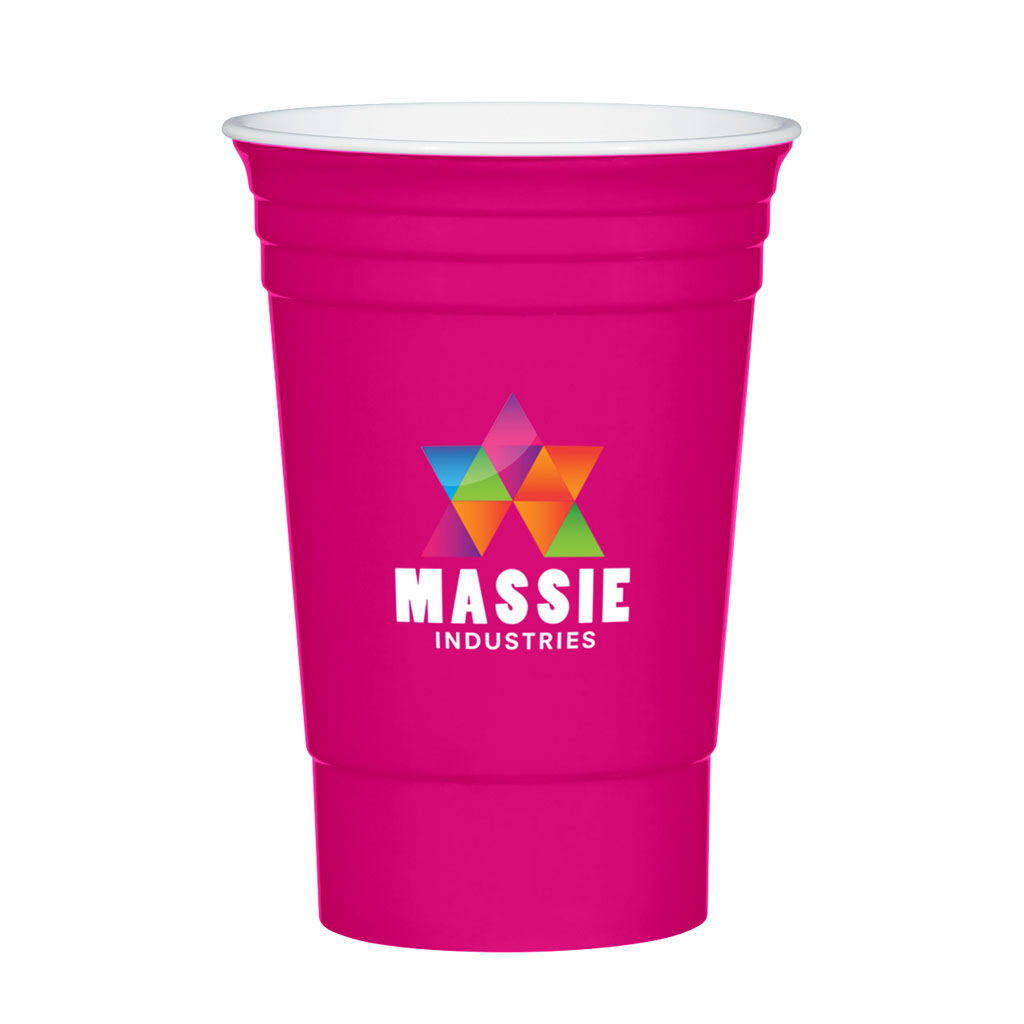 Custom Branded 16 oz Party Cup - Neon Pink