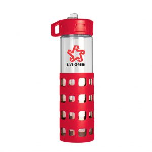 Branded 20 oz Sip-N-Go Glass Water Bottle Red