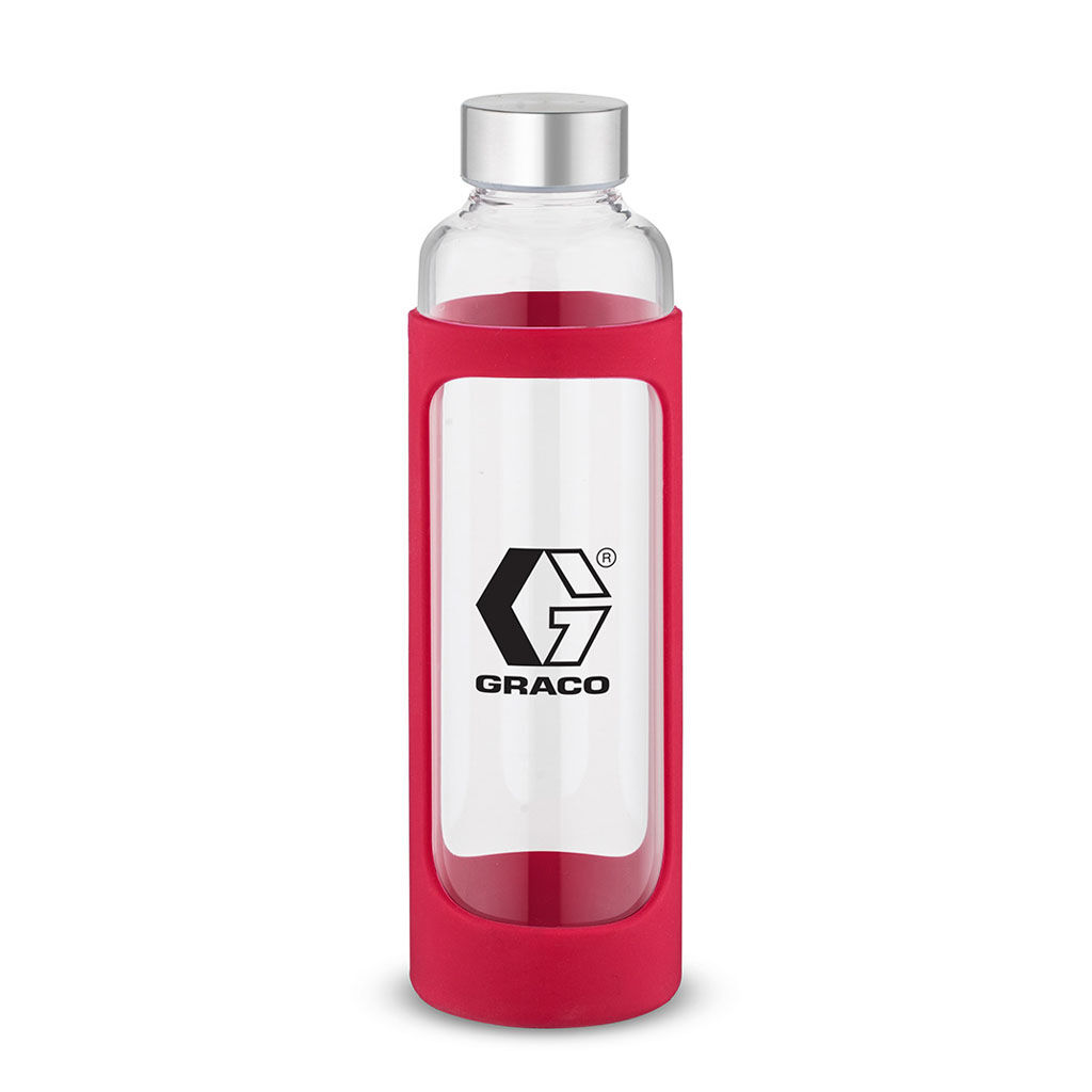 Branded 20 oz Tioga Glass Water Bottle Red