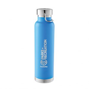 Branded 22 oz Thor Copper Vacuum Insulated Bottle Process Blue