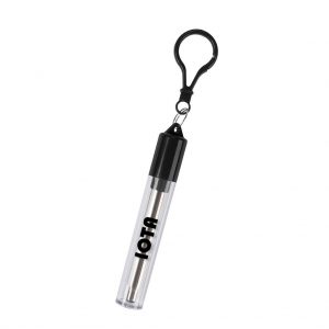 Branded Collapsible Stainless Steel Straw Kit Black