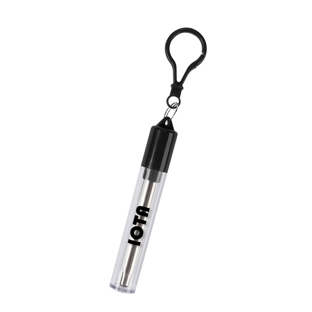 Custom Branded Collapsible Stainless Steel Straw Kit - Black