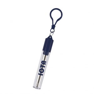 Branded Collapsible Stainless Steel Straw Kit Navy