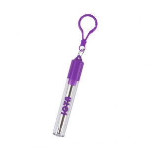 Branded Collapsible Stainless Steel Straw Kit Purple