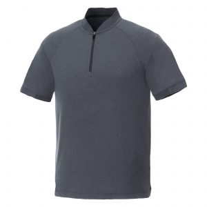 Branded Kinport SS Stand Collar Polo (Male) Black Smoke Heather