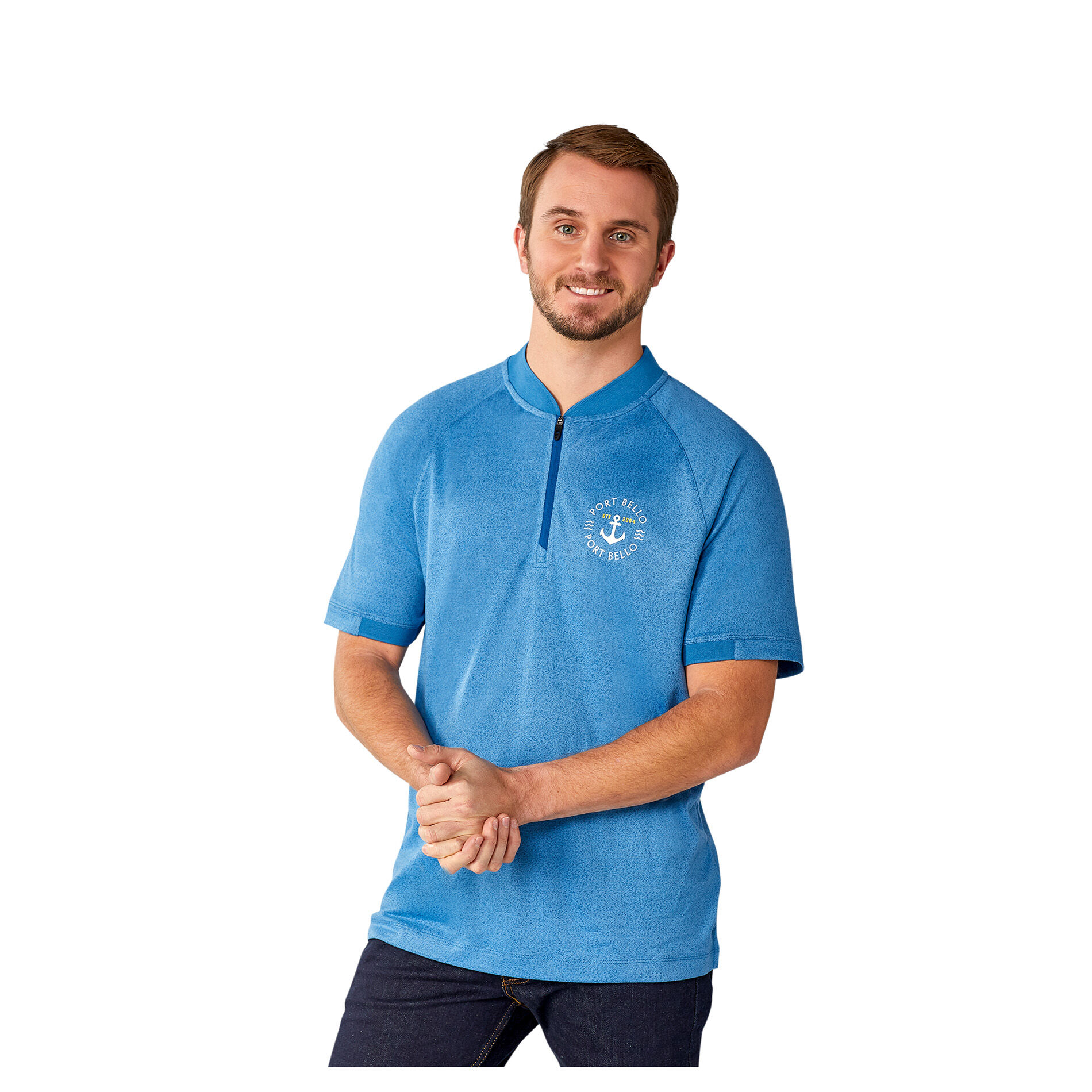 Custom Branded Kinport SS Stand Collar Polo (Male)