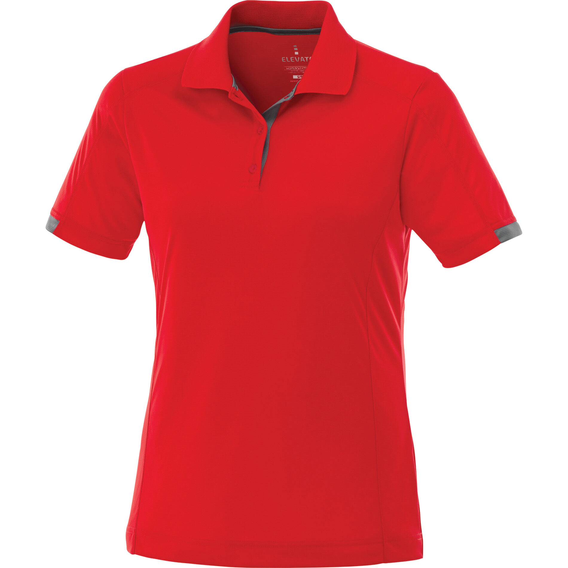 Custom Branded Kiso Short Sleeve Polo (Female) - Red/Steel Grey