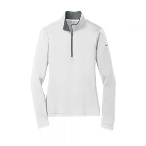 Branded Nike Ladies Dri-FIT Stretch 1/2-Zip Cover-Up White/ Dark Grey