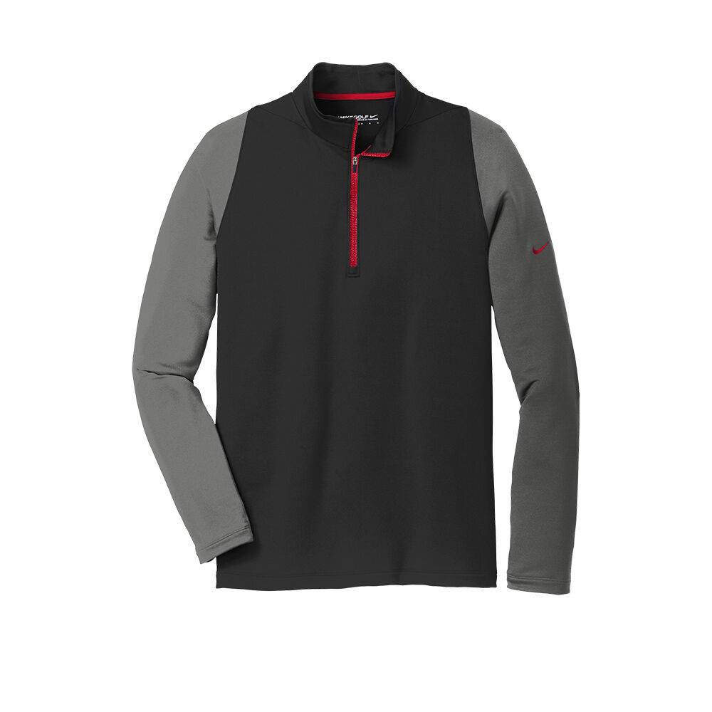 Branded Nike Dri-Fit Stretch 1/2 Zip Cover-Up (Male) Black/ Dark Grey/ Gym Red