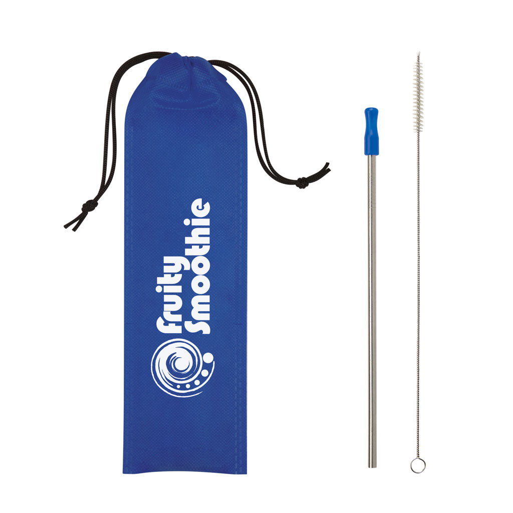 Custom Branded Stainless Steel Straw Kit - Lime Green