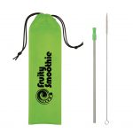 Custom Branded Stainless Steel Straw Kit - Orange