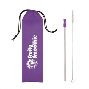 Branded Stainless Steel Straw Kit Royal Blue