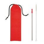 Custom Branded Stainless Steel Straw Kit - Red