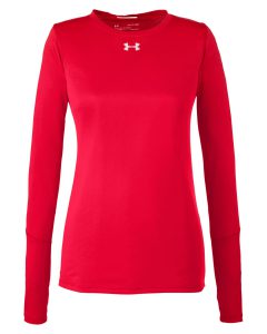 Branded Under Armour Ladies’ Long-Sleeve Locker T-Shirt 2.0 Red/Metallic Silver