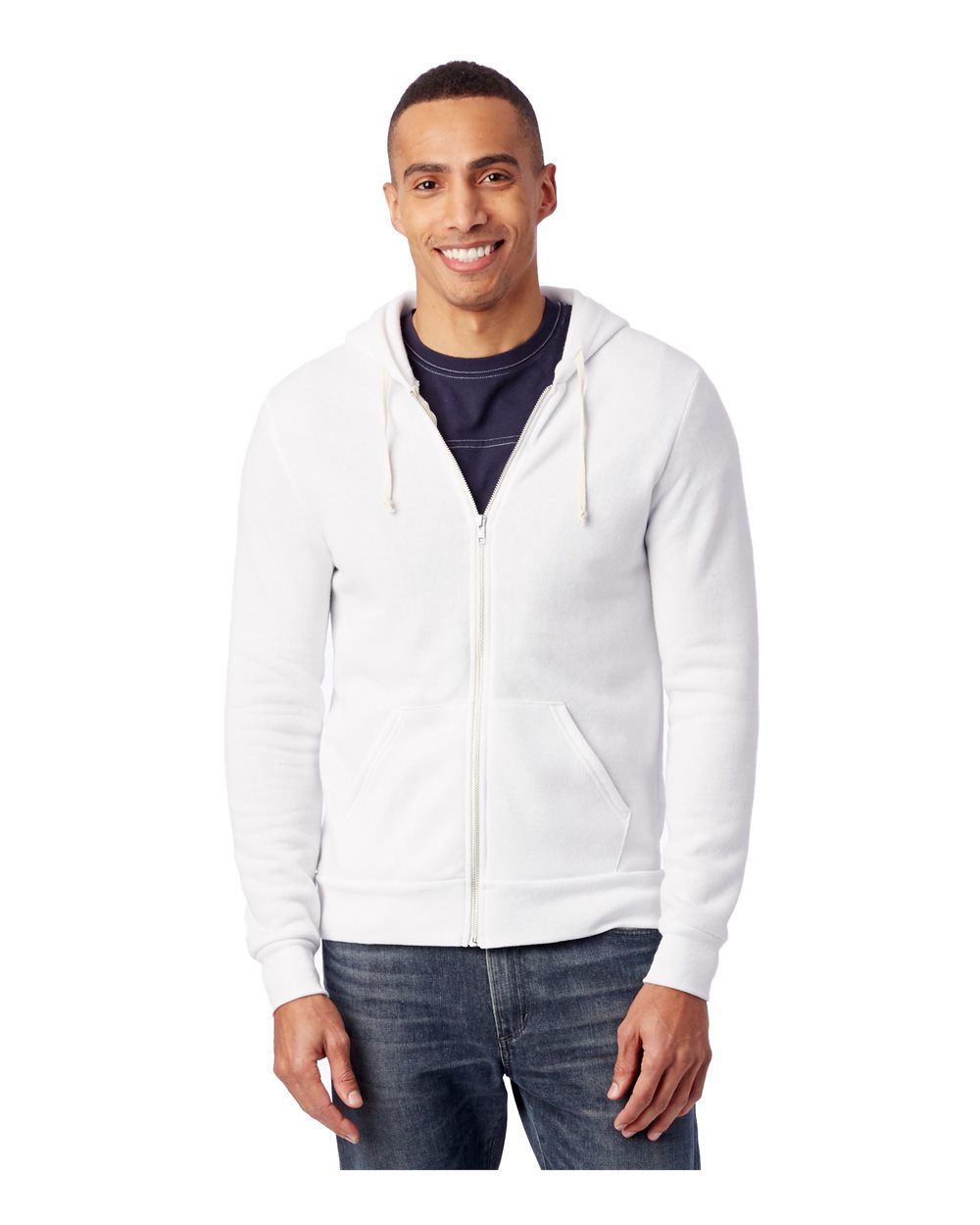 Branded Alternative Rocky Eco-Fleece Full Zip Hooded Sweatshirt Eco White