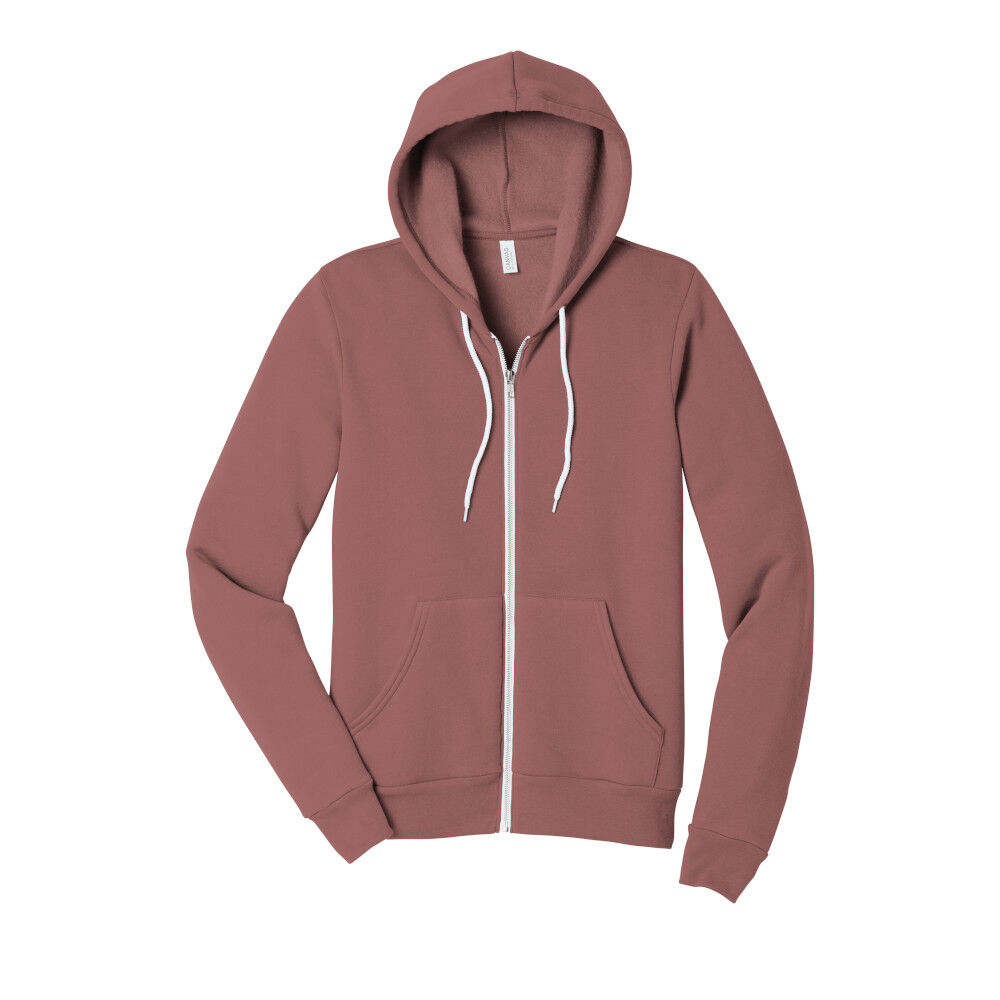 Branded Bella+Canvas Unisex Sponge Fleece Full Zip Hoodie Mauve