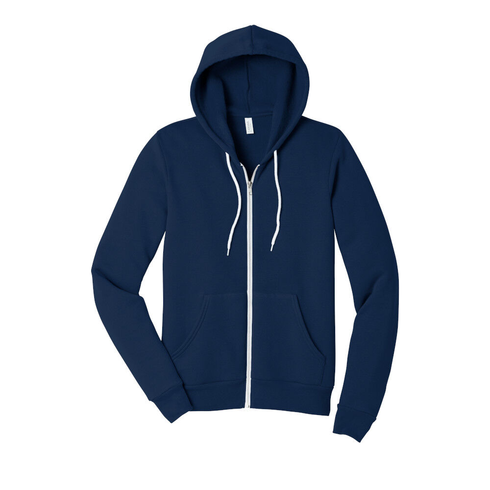 Branded Bella+Canvas Unisex Sponge Fleece Full Zip Hoodie Navy