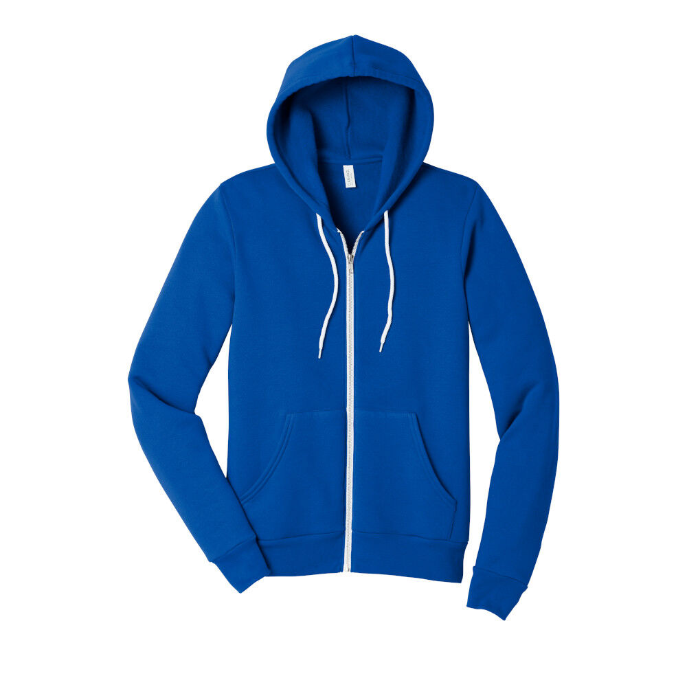 Branded Bella+Canvas Unisex Sponge Fleece Full Zip Hoodie True Royal