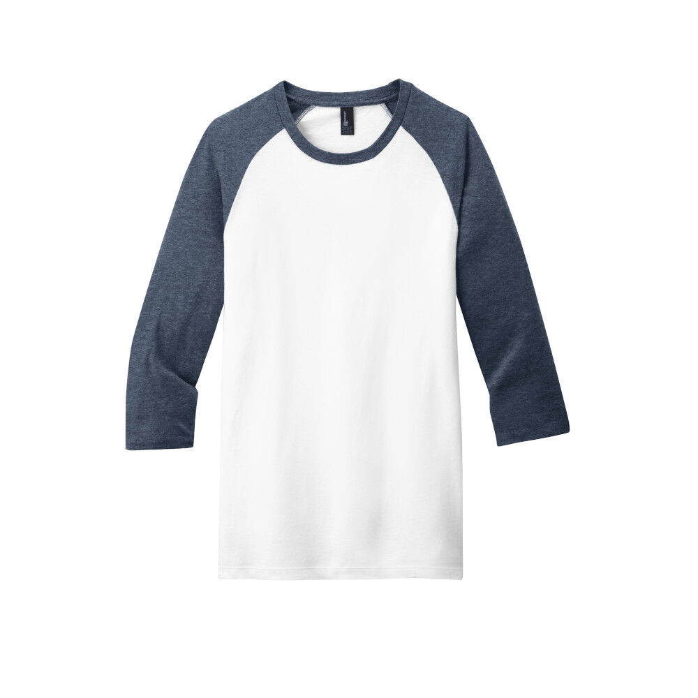 Branded District Very Important Tee 3/4 Sleeve Raglan Heathered Navy/White