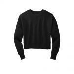 Branded District Women’s Perfect Weight Fleece Cropped Crew Jet Black