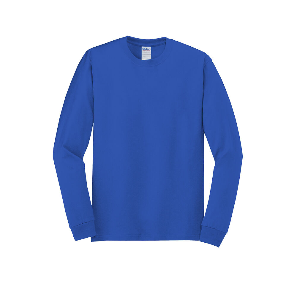 Branded Gildan Heavy Cotton 100% Cotton Long Sleeve T-shirt Royal