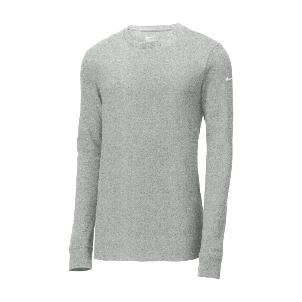 Branded Nike Core Cotton Long Sleeve Tee Dark Grey Heather