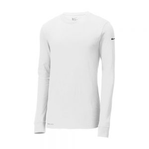 Branded Nike Dri-FIT Cotton/Poly Long Sleeve Tee White