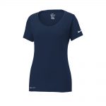 Branded Nike Ladies Dri-FIT Cotton/Poly Scoop Neck Tee College Navy