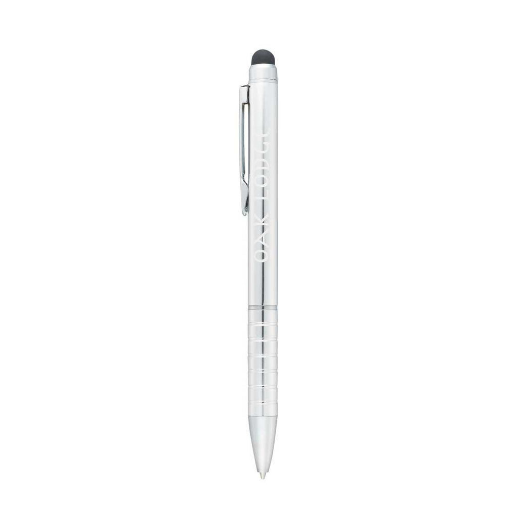 Branded Preston Dual Ballpoint Stylus Silver