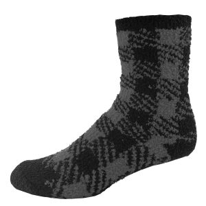 Branded Fashion Fuzzy Feet Gray Buffalo Plaid