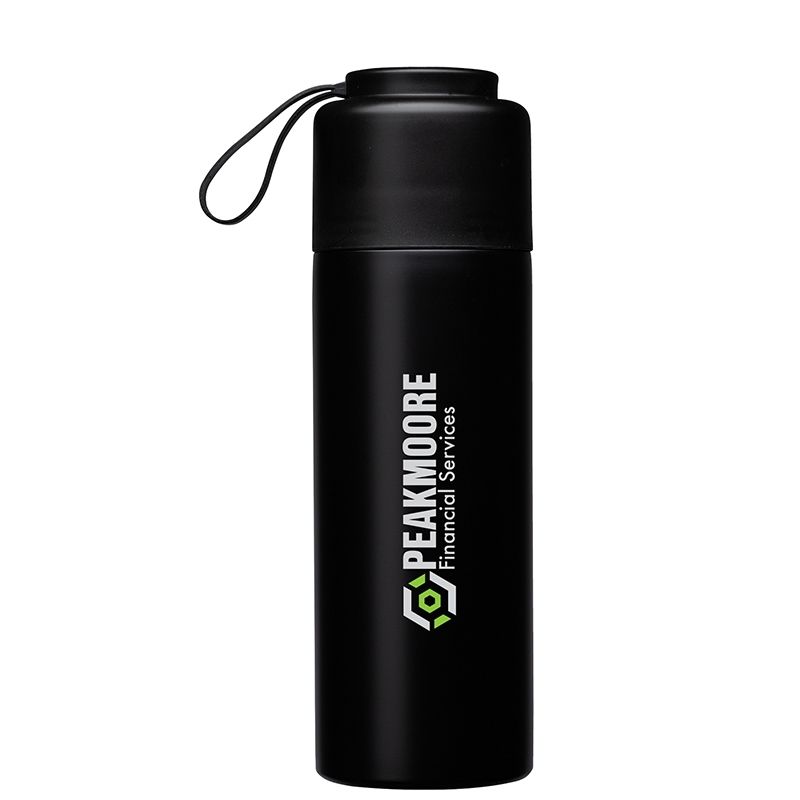 Branded Perka® Brixton 17 oz. Double Wall, Stainless Steel Water Bottle Black