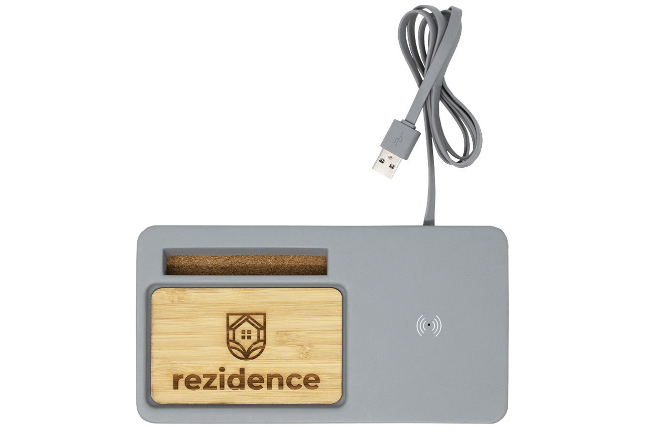 Custom Branded Power Mantle™ Wireless Charger - Bamboo-Stone