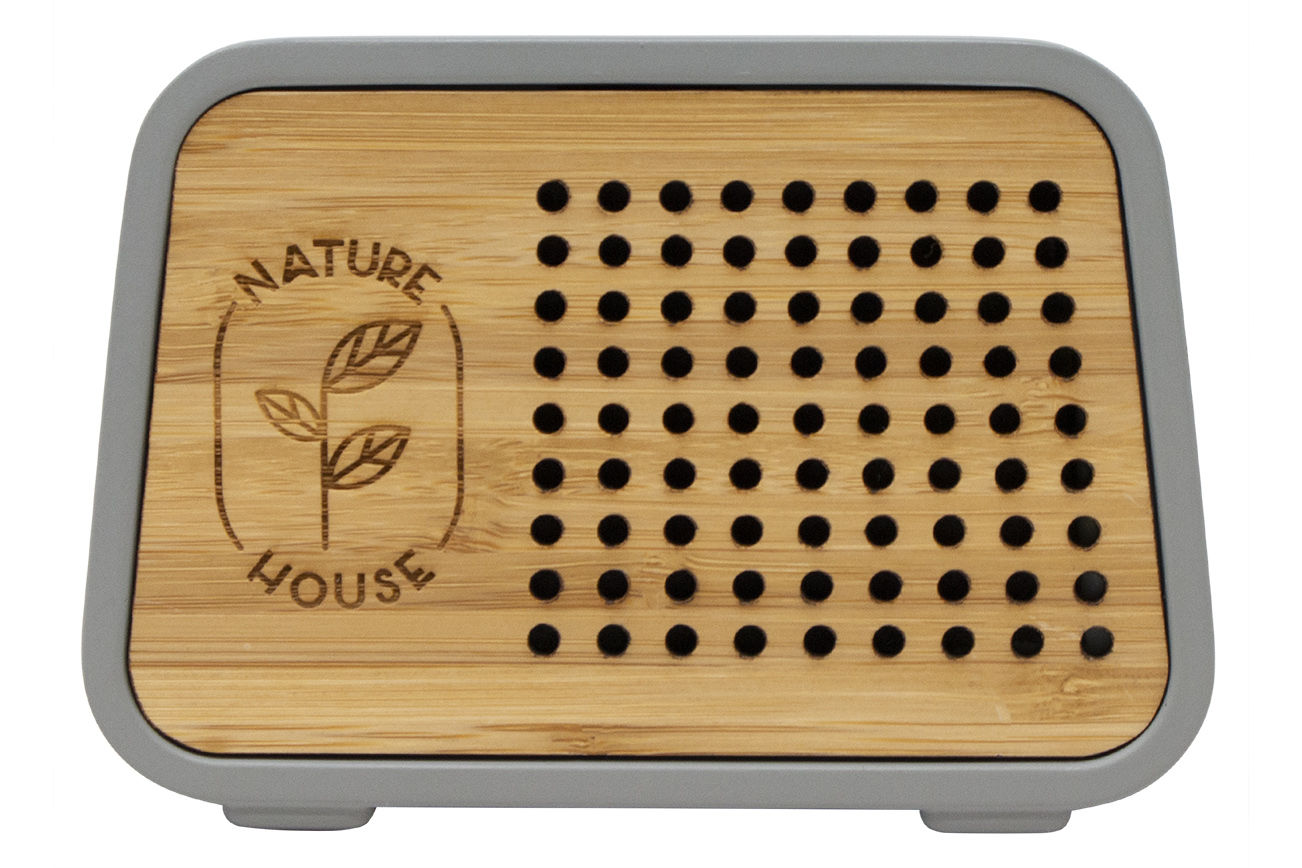 Custom Branded Temblor™ Speaker + Wireless Charger - Bamboo-Stone