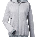 Branded Under Armour Ladies’ Hustle Full-Zip Hooded Sweatshirt True Grey Heather/Black