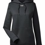 Branded Under Armour Ladies Hustle Pullover Hooded Sweatshirt Black/White