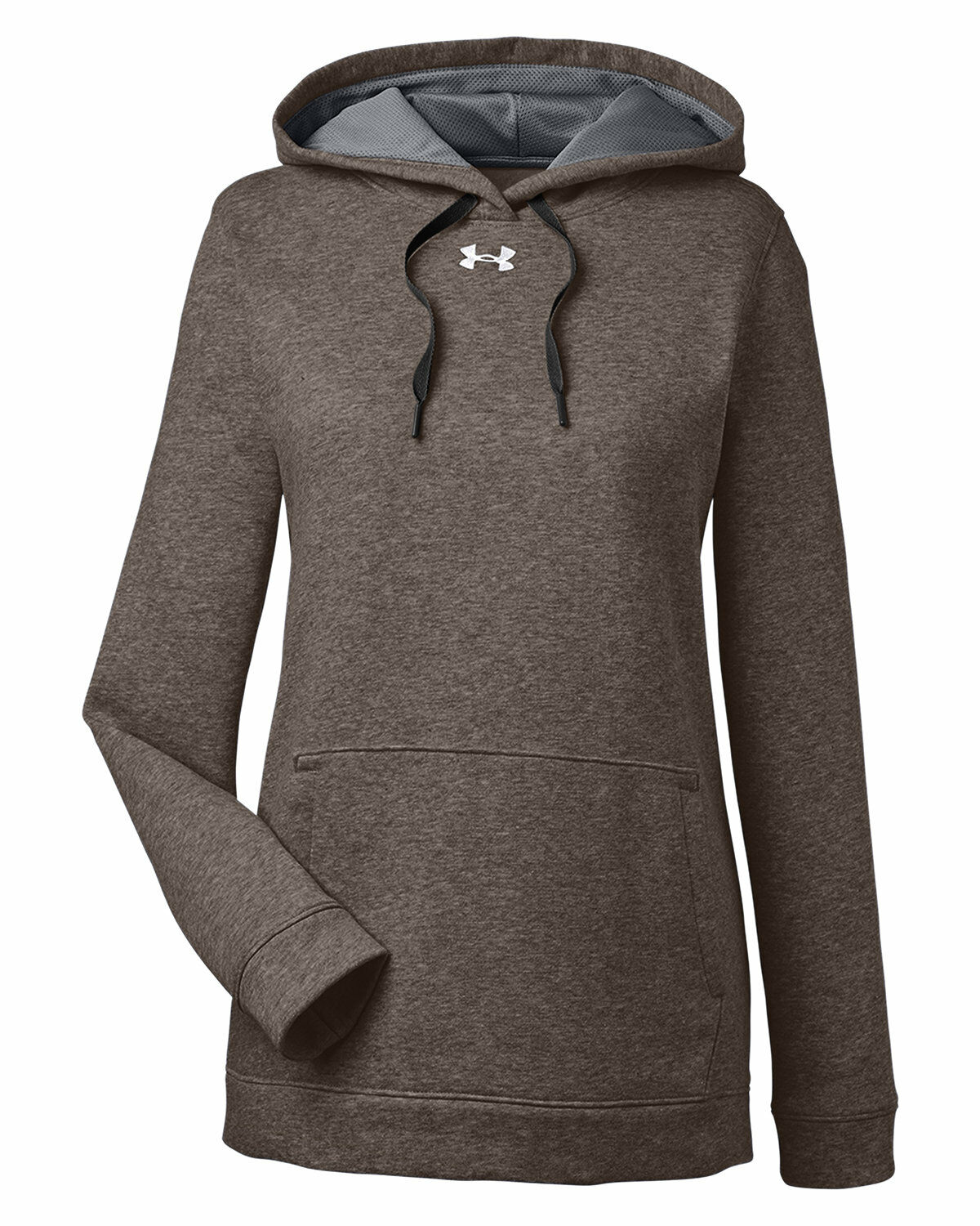 Branded Under Armour Ladies Hustle Pullover Hooded Sweatshirt Carbon Heather/Grey