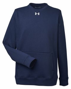 Branded Under Armour Men’s Hustle Fleece Crewneck Sweatshirt Midnight Navy/White