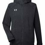 Branded Under Armour Men’s Hustle Full-Zip Hooded Sweatshirt Black/White